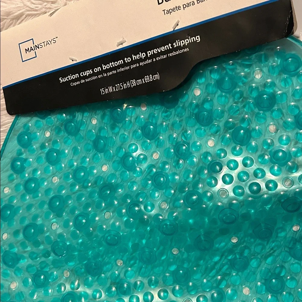🩶5/$30 Mainstays Teal Textured Oval Bath Mat with Suction Cup Buttom NEW